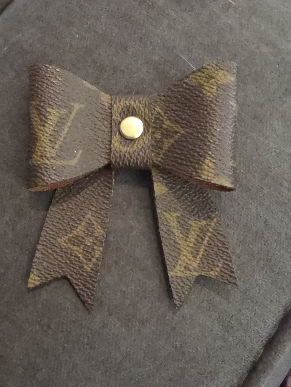 Brown Monogram Bow Hair Clip